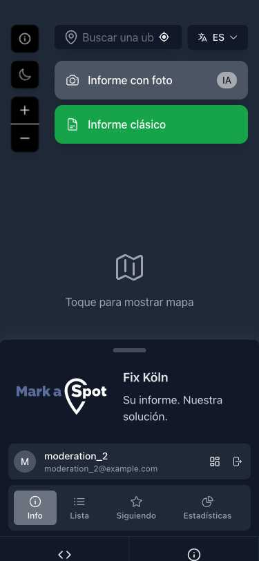 Plataforma de Gestión de Incidencias - Vista Móvil con Mapa