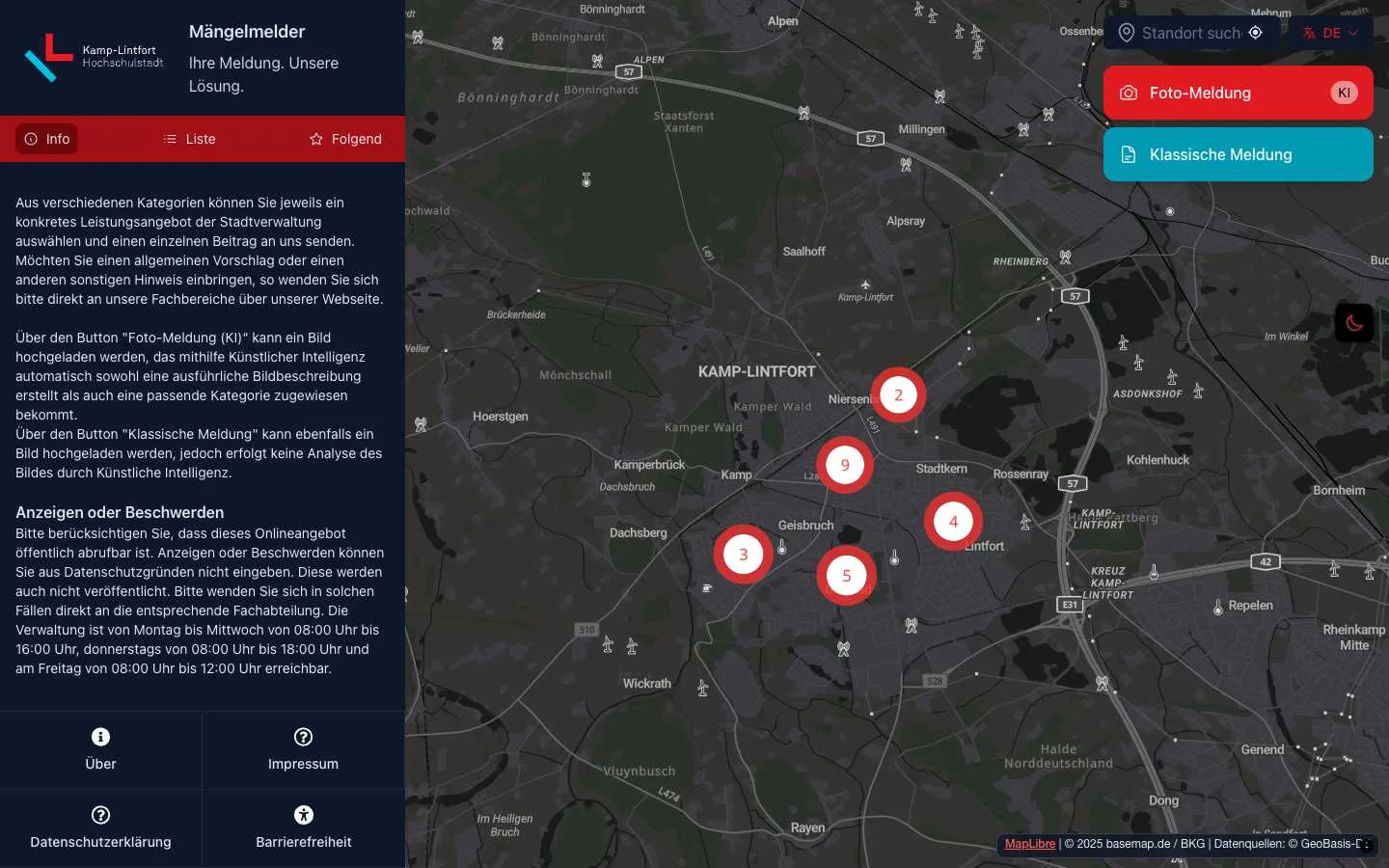 Software de reportes municipales en producción - Kamp-Lintfort, Alemania