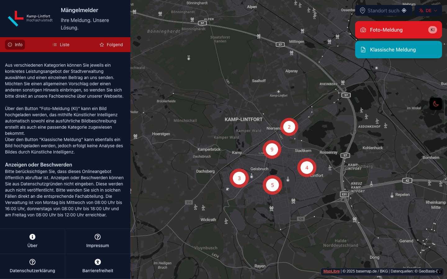 Software de reportes municipales en producción - Kamp-Lintfort, Alemania