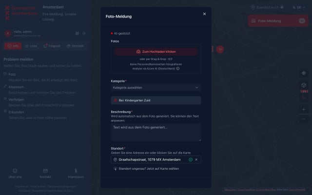Formulario para notificar incidencias de Mark-a-Spot con una sede preseleccionada en gestión por sede